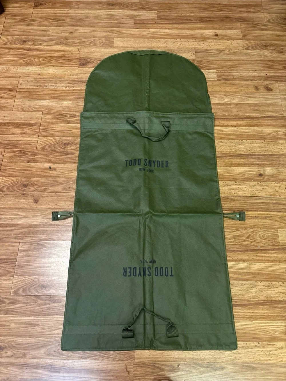 Todd Snyder Suit Garment Bag Empty Shoe Pockets Storage Logo Lightweight Fabric